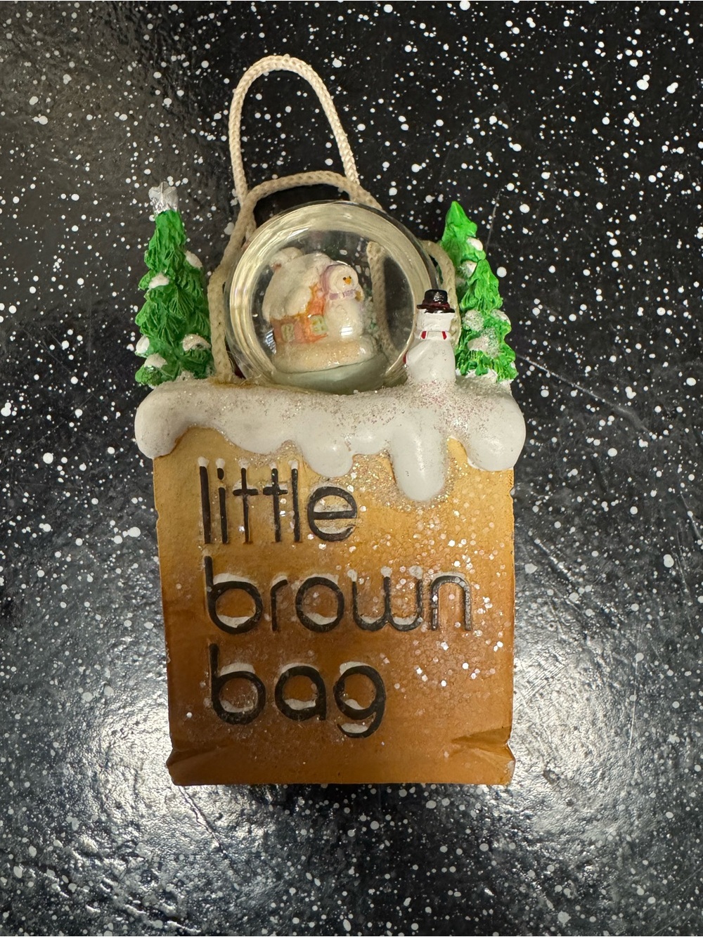 Holiday 'Little Brown Bag' Ornament with Snow Globe